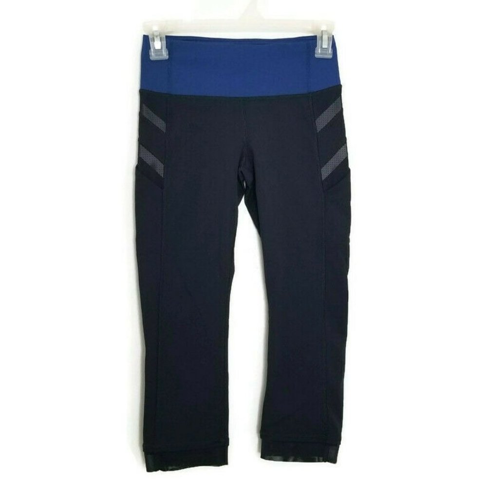 Lululemon Cropped Leggings Womens 2 Dark Blue Illumina Yoga Capri Pockets